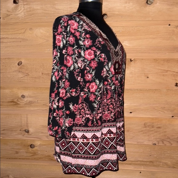 Almost Famous Black and Red Floral Blouse whimsigoth festival boho cottagecore - Picture 4 of 10